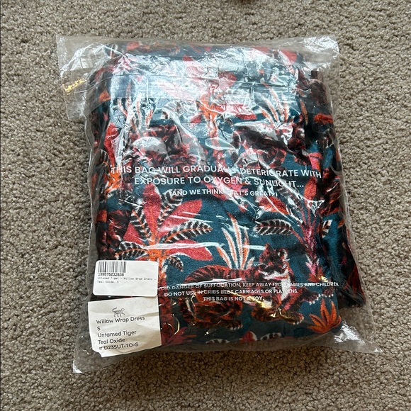 Printfresh Velvet Willow Wrap Dress Untamed Tiger Teal Oxide S - Picture 7 of 9